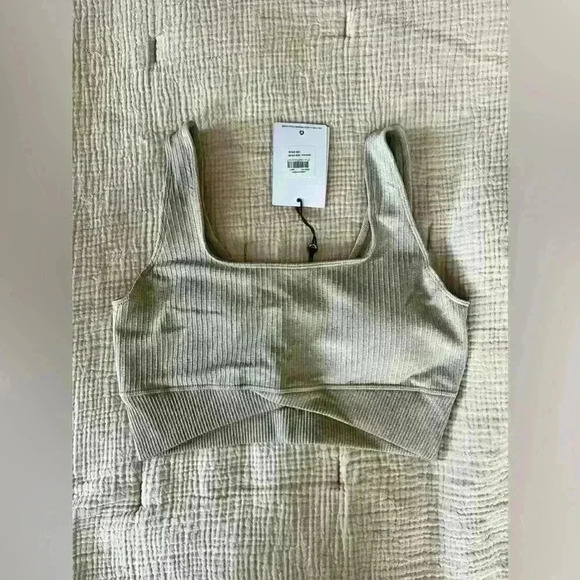 The Upside Ribbed Sports Bra Top - Size S - Heather Beige - Picture 4 of 7